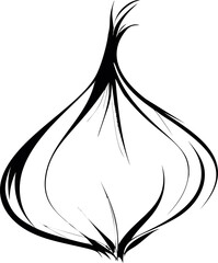 Aufkleber - Abstract black and white illustration resembling a stylized garlic onion shape. Vector illustration