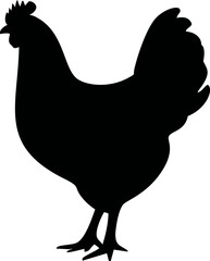 Poster - Black silhouette of a chicken isolated, animal . Vector illustration
