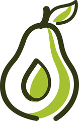 Poster - Green and black abstract minimalist pear line art illustration. Vector illustration