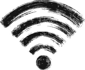 Poster - Grunge black and white wifi symbol with texture, minimalist . Vector illustration