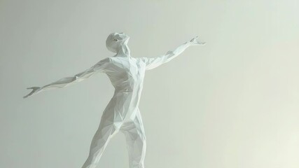 Poster - A three-dimensional paper sculpture of a person holding a frisbee