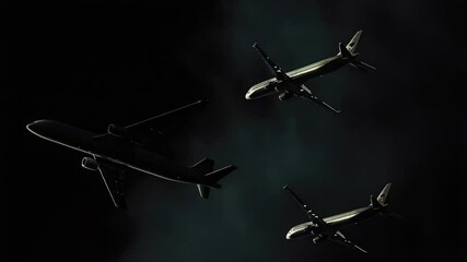 Aufkleber - Airplanes flying in the dark sky, a peaceful evening scene