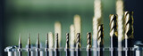 Diverse cnc milling drill bits on display, banner