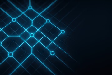Poster - Abstract Digital Technology Background with Glowing Blue Lines and Geometric Patterns
