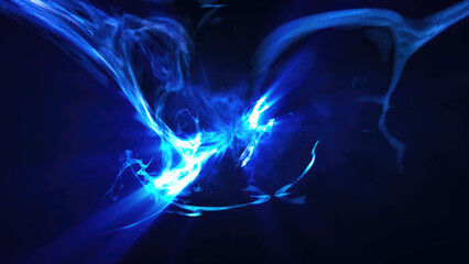 Poster - A mirrored abstract pink and blue swirling energy, forming a cosmic and futuristic design