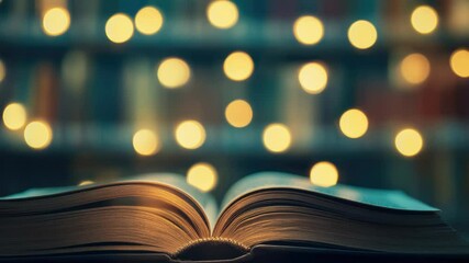 Poster - A open book resting on a table with a calm and serene atmosphere