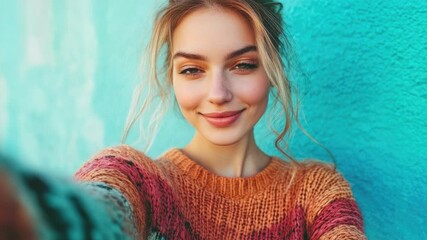 Aufkleber - A woman capturing a moment using her smartphone camera