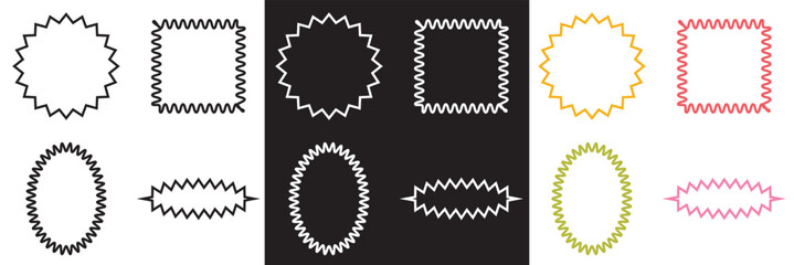 Aufkleber - Wavy circular, oval and rectangular shape elements . Vector for websites, mobile interfaces, presentations, banner, visual branding etc. Vector illustration. isolated on white and black background. 