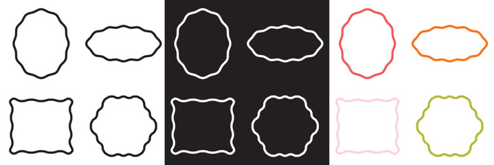 Aufkleber - Wavy circular, oval and rectangular shape elements . Vector for websites, mobile interfaces, presentations, banner, visual branding etc. Vector illustration. isolated on white and black background. 