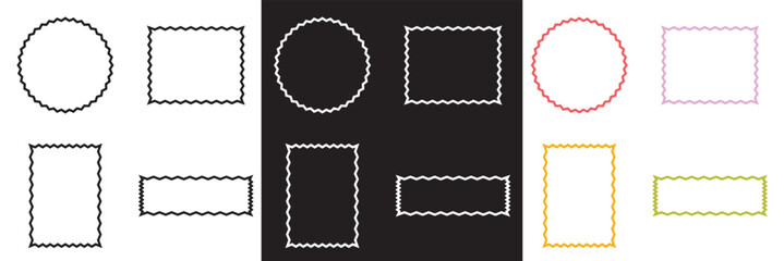 Aufkleber - Wavy circular, oval and rectangular shape elements . Vector for websites, mobile interfaces, presentations, banner, visual branding etc. Vector illustration. isolated on white and black background. 