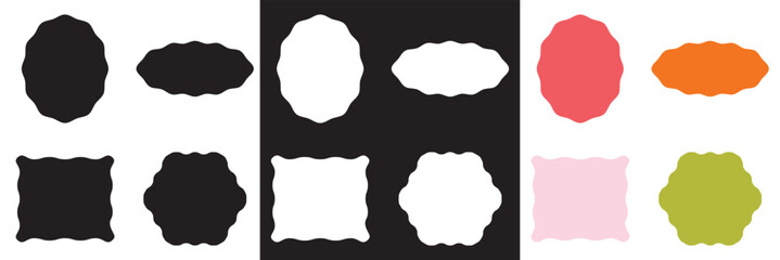 Aufkleber - Wavy circular, oval and rectangular shape elements . Vector for websites, mobile interfaces, presentations, banner, visual branding etc. Vector illustration. isolated on white and black background. 