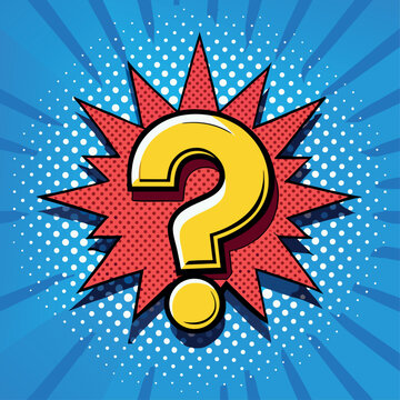 Comic Book with Question Marks and Exclamation Point in Pop Art Style Vector on Colorful Background. 