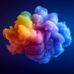 Poster - Colorful Smoke Plume Floating Against A Dark Blue Background