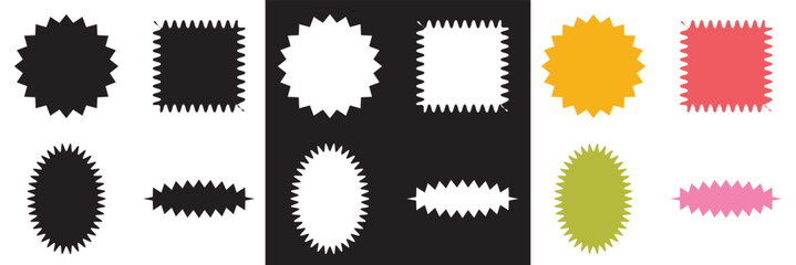 Aufkleber - Wavy circular, oval and rectangular shape elements . Vector for websites, mobile interfaces, presentations, banner, visual branding etc. Vector illustration. isolated on white and black background. 