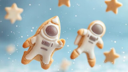 Poster - A pair of cookies suspended in mid-air, perfect for capturing a moment from your commercial or editorial project