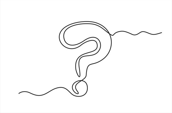 One continuous drawing of a question mark. Editable stroke