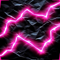 Poster - Neon pink lightning strikes across a crumpled and textured dark background