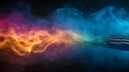 Wall Mural - a lit match against a black background. the flame is a vibrant swirling mix of neon colors