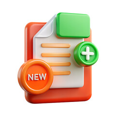 Poster - 3d rendered new file icon concept featuring an add button and document for digital applications and websites