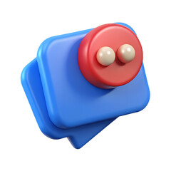 Leinwandbilder - 3d rendered notification icon with a red alert symbol and two subtle beige bubble like shapes on a blue message bubble