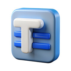Poster - 3d rendering of a modern and minimalist letter t icon representing technology isolated on a black background
