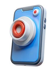 Aufkleber - A unique 3d rendering of a smartphone with a stylized camera lens created in a plastic-style for illustrative purposes.