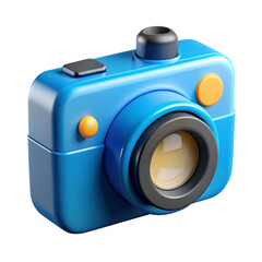 Poster - A vibrant 3d rendering of a plastic style camera icon isolated on a transparent black background