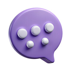 Poster - a vibrant 3d rendering of a stylized plastic-style icon of a speech bubble featuring multiple circul