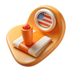 Poster - A vibrant and playful 3d rendering of an abstract icon featuring the american flag representing patriotism in a modern plastic-style design.
