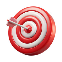 Poster - A visually appealing 3d rendering of a target with an arrow perfectly hitting the bullseye in a creative manner