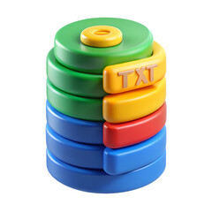 Poster - Abstract 3d rendering of a colorful stack of files in plastic-style with a txt file icon