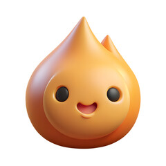 Poster - Adorable 3d rendered cartoon flame character smiling showing happiness and cheerfulness isolated on black