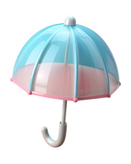 Poster - Adorable 3d rendering of a plastic-style umbrella icon in pastel colors perfect for various design projects