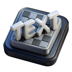 Poster - Artistic 3d rendered icon of the word text on a square platform isolated on a black background
