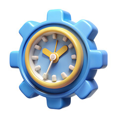 Aufkleber - Colorful 3d rendering of a clock shaped like a gear isolated on a transparent background illustrating time and efficiency
