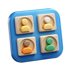 Poster - Colorful 3d rendering of a contacts icon with plastic-style design representing group of people isolated on transparent background