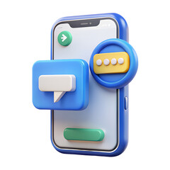 Aufkleber - Modern 3d rendering of a smartphone with message icons and security elements on transparent background