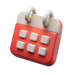 Fototapete - Modern 3d rendering of a vibrant plastic-style calendar icon with white buttons on a black background