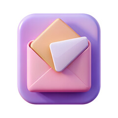 Poster - Stylish 3d rendering of a pastel color envelope and mail symbol design isolated on a transparent background