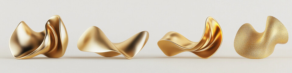 Poster - Abstract golden shapes showcasing elegant design and form Generative AI