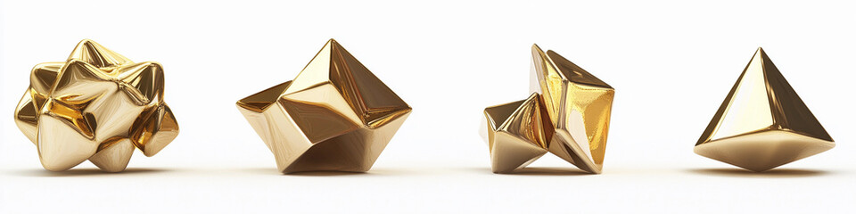 Poster - Elegant abstract gold shapes showcasing modern design Generative AI