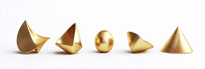 Poster - Abstract gold shapes arranged in a creative layout Generative AI