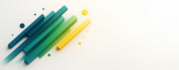 Poster - Abstract geometric background with colorful 3D bars and circles on light gradient surface for creative design or advertising mockup template concept.