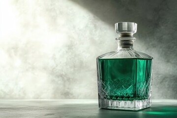 Poster - Decorative decanter filled with a teal colored liquid.