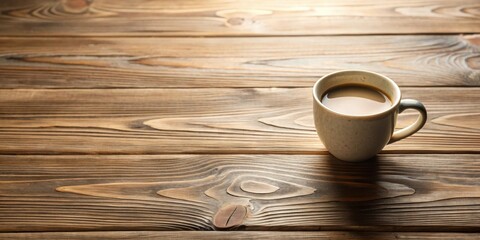 Poster - Aromatic Coffee in a Rustic Mug on a Wooden Surface
