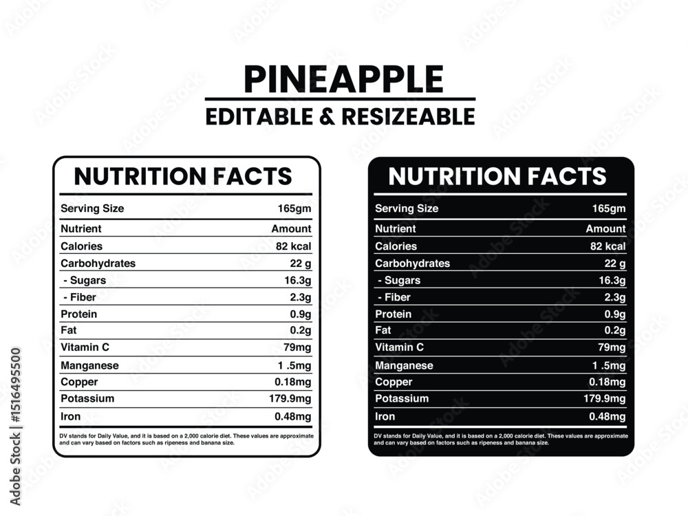 SLICED PINEAPPLE NUTRITION FACTS visual data 3