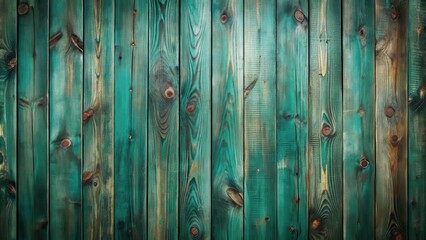 Aufkleber - Rustic Teal Wooden Planks Background Texture Weathered, Vertical, Aged, and Distressed Wood Grain Pattern