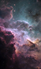 Poster - Ethereal cosmos a mesmerizing journey through nebula clouds vibrant space art showcasing astronomical beauty interstellar wonder cosmic artwork abstract universe