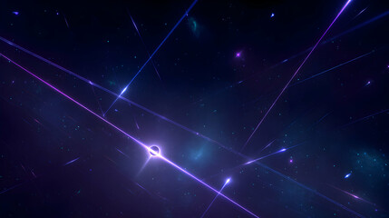 Poster - Mystical space scene with glowing light trails and a black hole amidst cosmic wonders for background