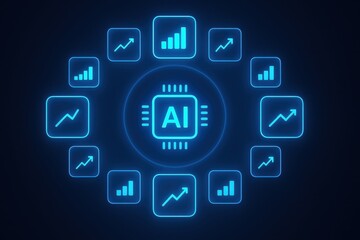 Poster - This glowing dashboard represents innovation and growth through AI-driven insights highlighting strategic decisions and business efficiency